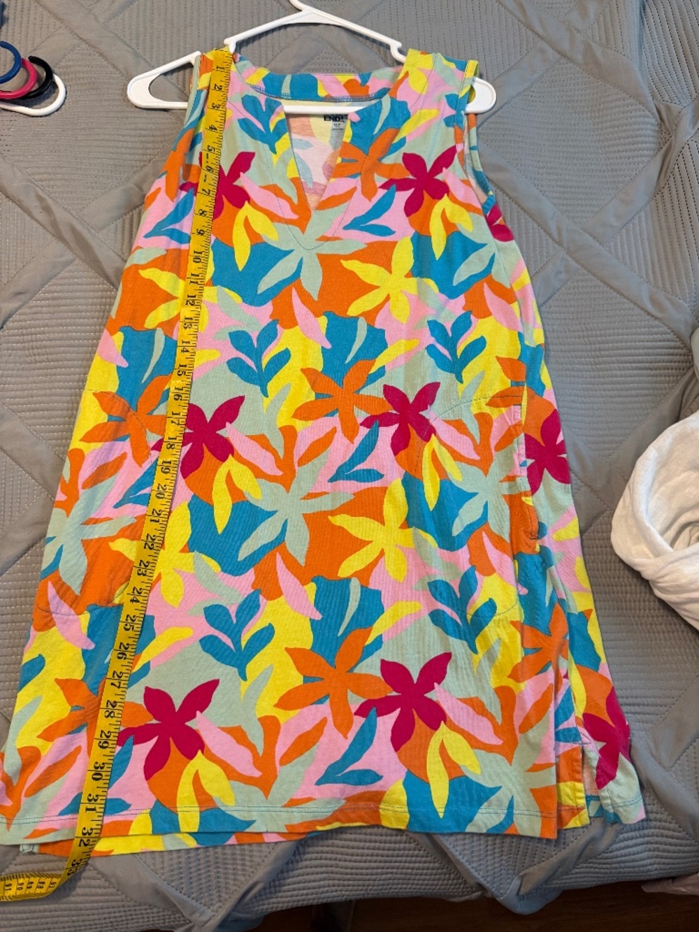 Lands’ End Tropical Floral Dress Women’s M Petite 10-12 Cotton Pockets